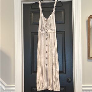 Striped Cream Button-Down Dress